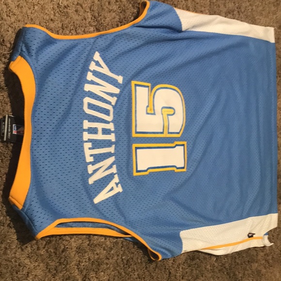 🥳XL-Carmelo Anthony🏀NBA AUTHENTIC DENVER NUGGETS🔥ROOKIE JERSEY blue/yellow💐 - Picture 9 of 10